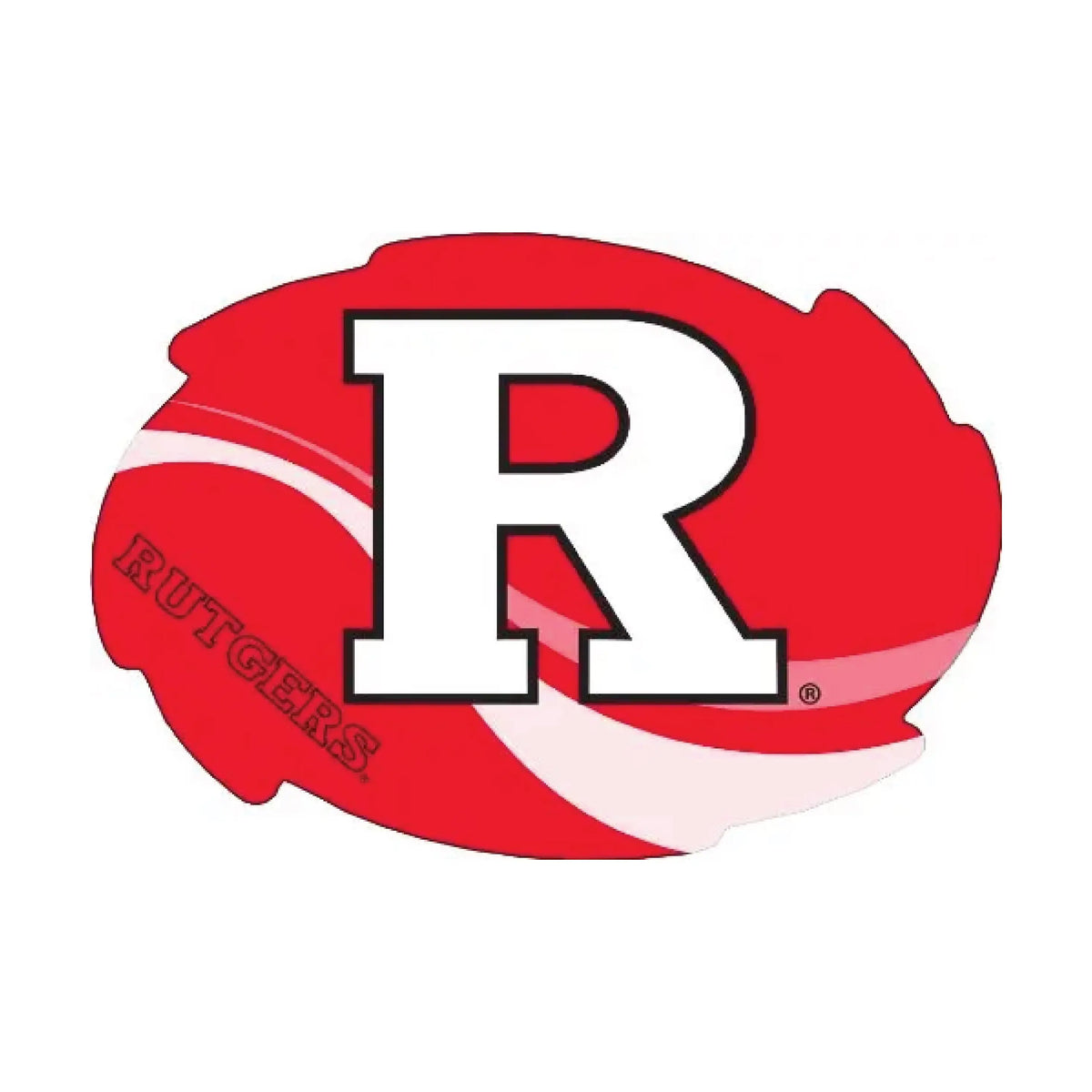 Rutgers Scarlet Knights Stripe Design Swirl Shape 5x6-Inch NCAA High-Definition Magnet - Versatile Metallic Surface Adornment R & R INC.