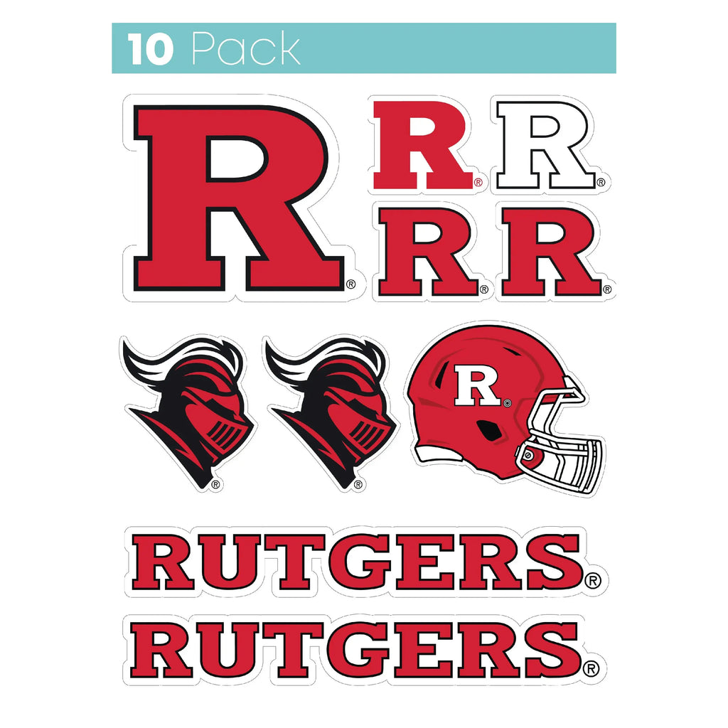 Rutgers Scarlet Knights 10-Pack, 4 inches in size on one of its sides NCAA Durable School Spirit Vinyl Decal Sticker R & R INC.