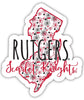 Rutgers Scarlet Knights 4-Inch State Shaped NCAA Floral Love Vinyl Sticker - Blossoming School Spirit Decal R & R INC.