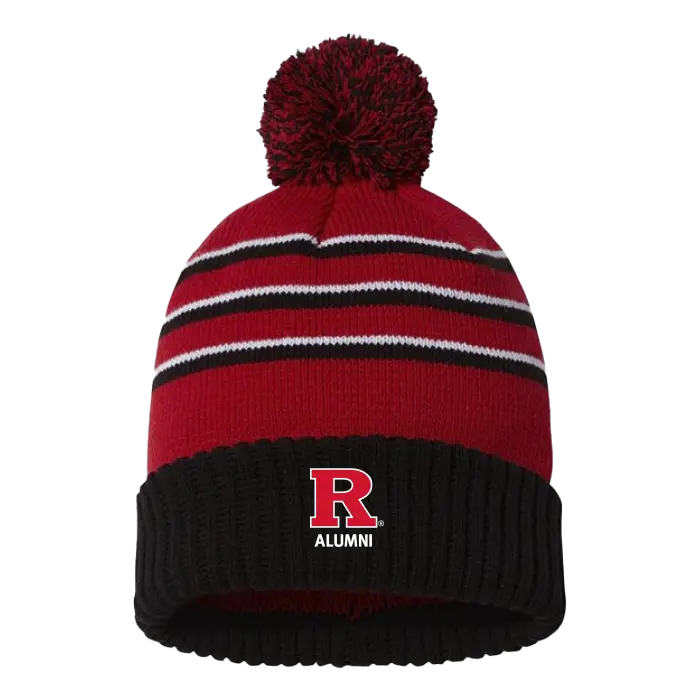 Stripe Pom Cuffed Beanie Alumni
