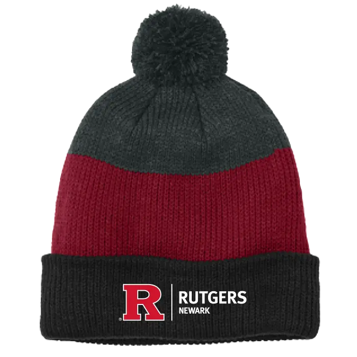 Cozy Striped Pom Beanie Newark Athletics