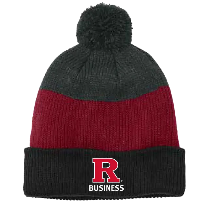Rutgers Cozy Striped Pom Beanie Business