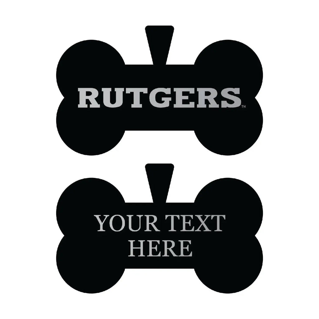 Rutgers Scarlet Knights Personalized Matte Black Bone Dog Tag – Engraved Officially Licensed Collegiate Pet ID R & R INC.