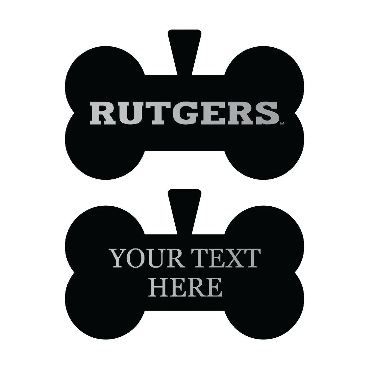 Rutgers Scarlet Knights Personalized Matte Black Bone Dog Tag – Engraved Officially Licensed Collegiate Pet ID R & R INC.