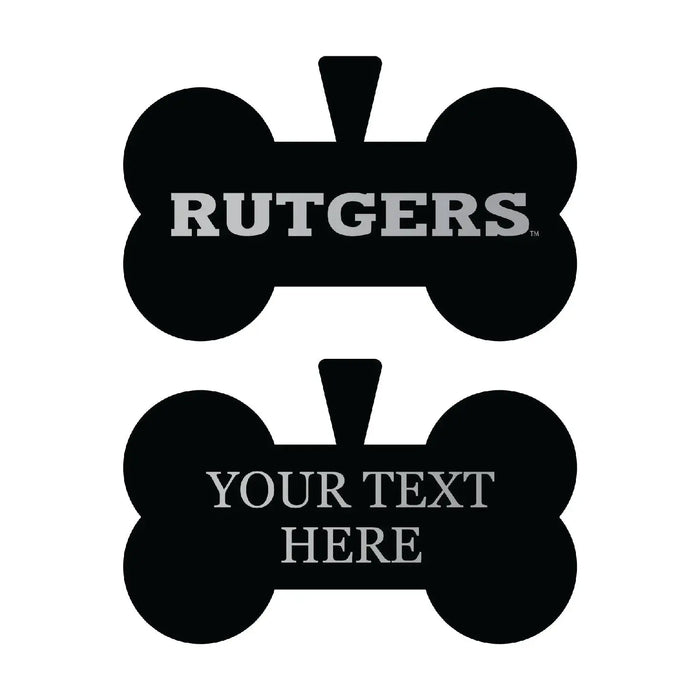 Rutgers Scarlet Knights Personalized Matte Black Bone Dog Tag – Engraved Officially Licensed Collegiate Pet ID R & R INC.