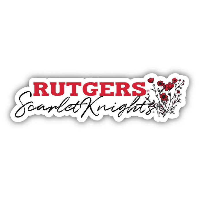 Rutgers Scarlet Knights Script Floral Sticker/Magnet - Officially Licensed School Pride Decor R & R INC.