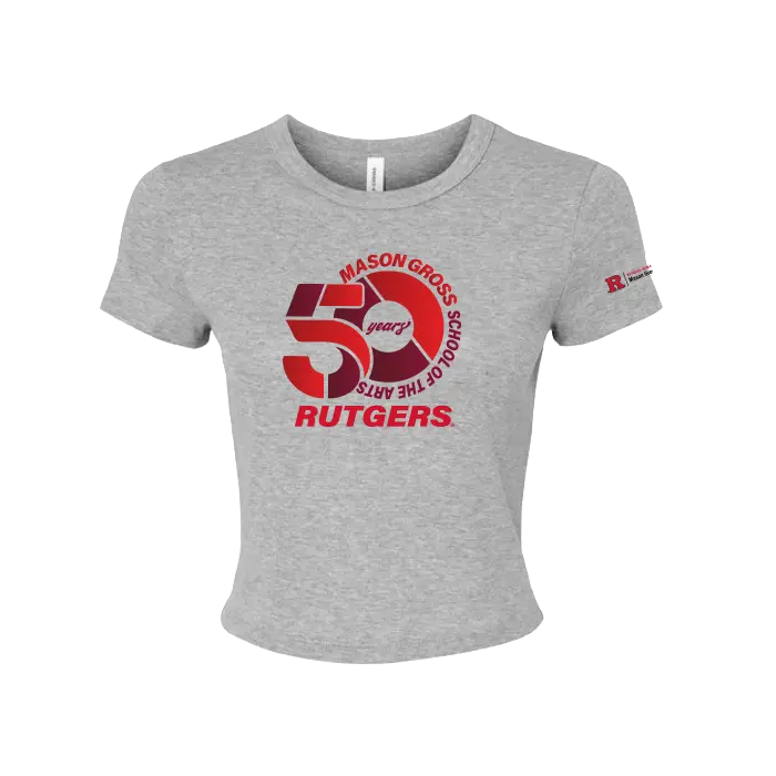 50th Anniversary Women's Micro Rib Baby Tee Mason Gross School of Arts