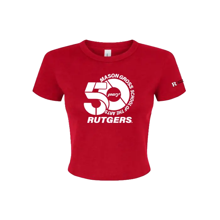 50th Anniversary Women's Micro Rib Baby Tee Mason Gross School of Arts