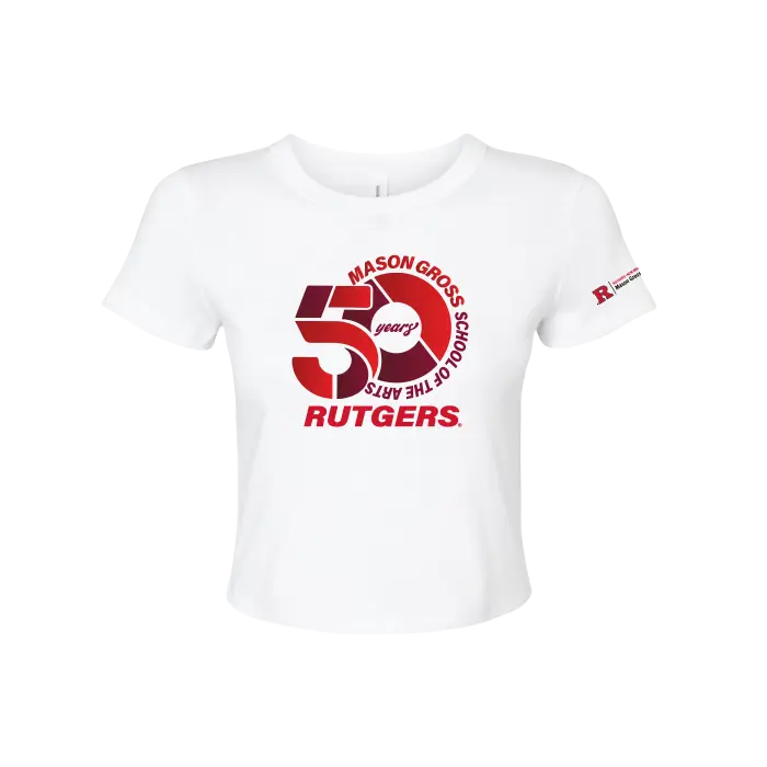 50th Anniversary Women's Micro Rib Baby Tee Mason Gross School of Arts