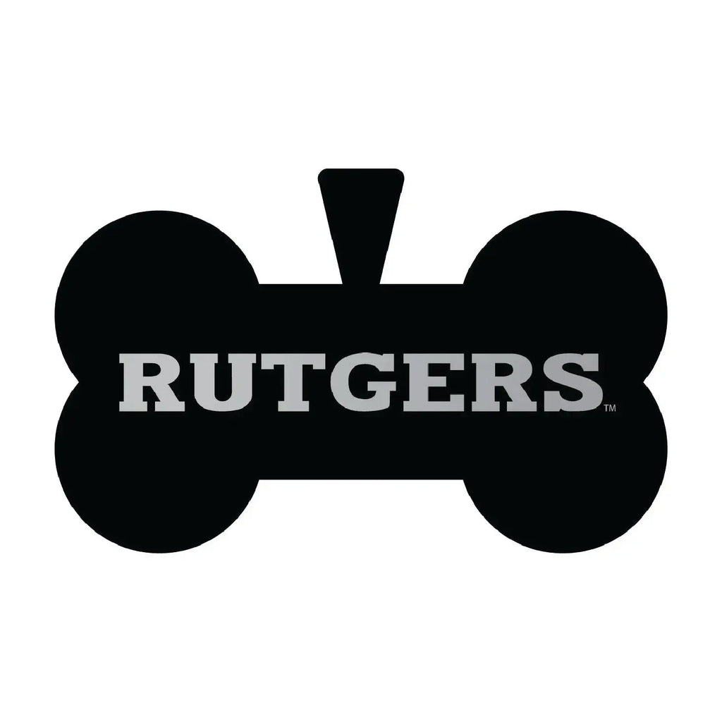 Rutgers Scarlet Knights Dog Tag Matte Black Bone-shaped Engraved Officially Licensed R & R INC.