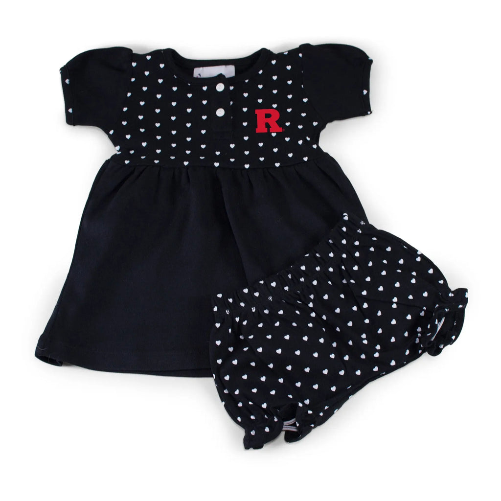 Rutgers Girl's Heart Dress with Bloomers Two Feet Ahead