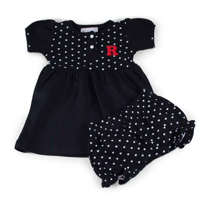 Rutgers Girl's Heart Dress with Bloomers Two Feet Ahead
