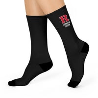 Cushioned Crew Socks — Camden Cheer R Logo Athletic Socks  All Over Prints
