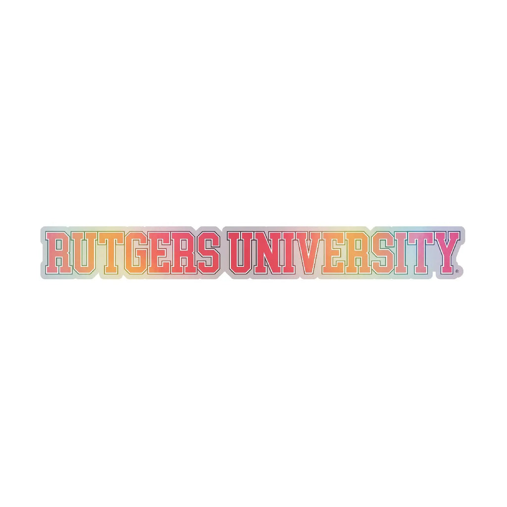 Rutgers Scarlet Knights Officially Licensed College Text Vinyl Decal – White, Clear and Holographic R & R INC.