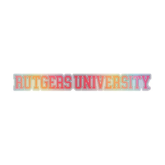 Rutgers Scarlet Knights Officially Licensed College Text Vinyl Decal – White, Clear and Holographic R & R INC.