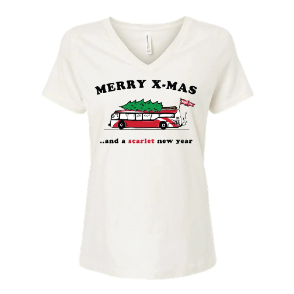 X-Mas Bus Women's V-Neck Knight & Day Apparel