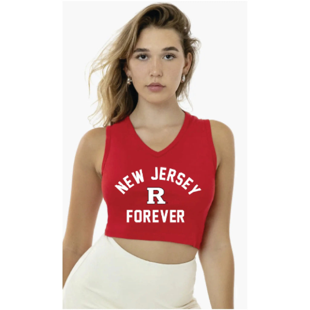Women's NJ Forever V-Neck Crop Tank Knight & Day Apparel