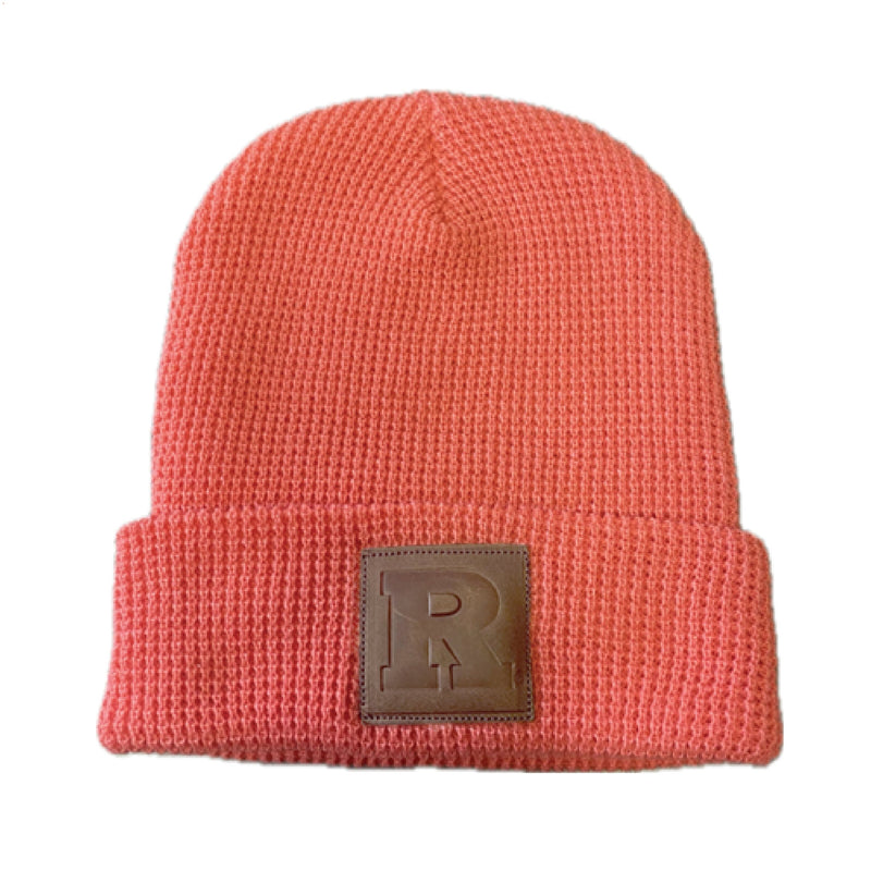 Waffle Cuffed Beanie with Leather Patch