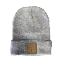 Cuffed Beanie with Leather Patch