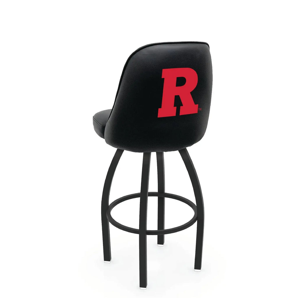 Rutgers L048 Swivel Bar Stool with Full Bucket Seat | NCAA Rutgers Full Bucket Bar Stool with Script Logo Holland Game Room