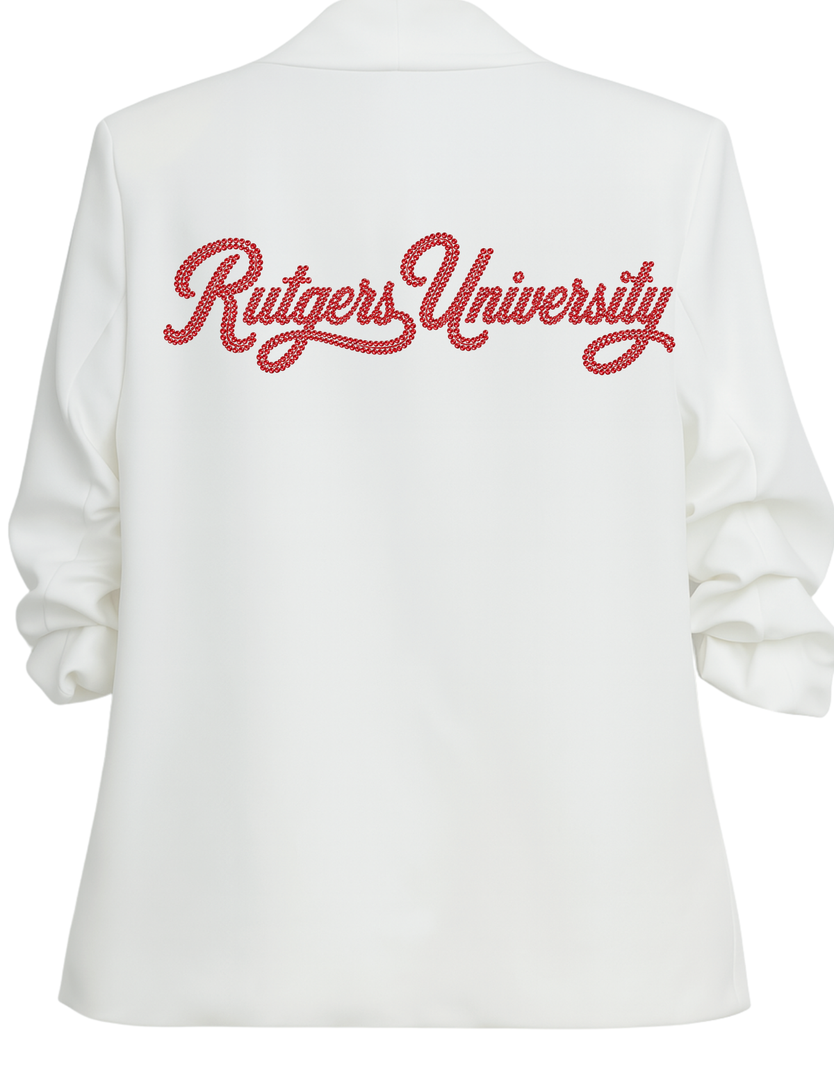 Rutgers University Script White Ruched Sleeve Blazer  Blazer