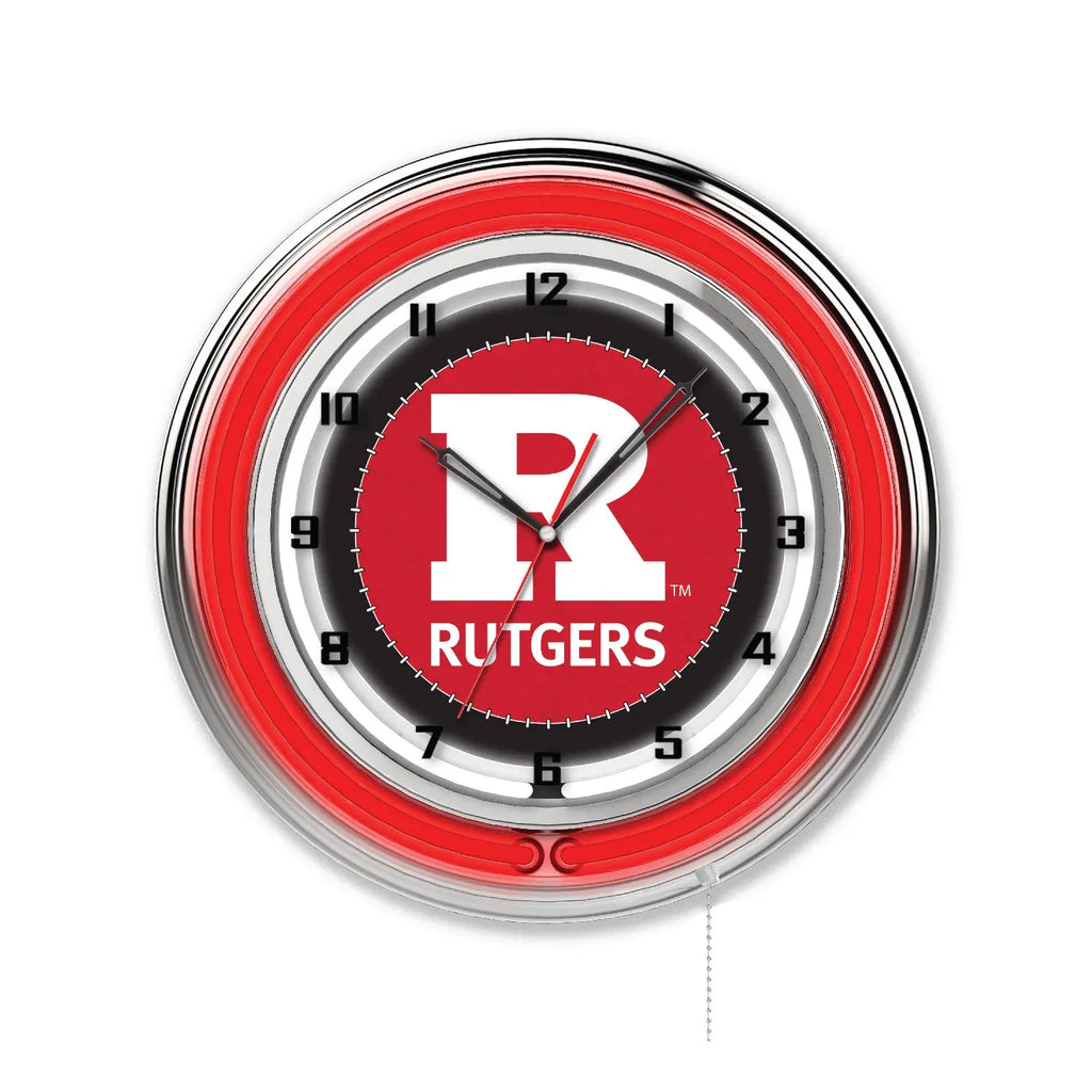 19" Rutgers Scarlet Knights Neon Clock Holland Game Room