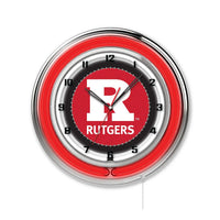 19" Rutgers Scarlet Knights Neon Clock Holland Game Room