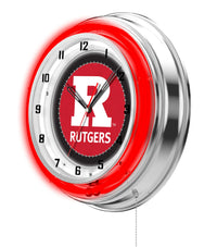 19" Rutgers Scarlet Knights Neon Clock Holland Game Room