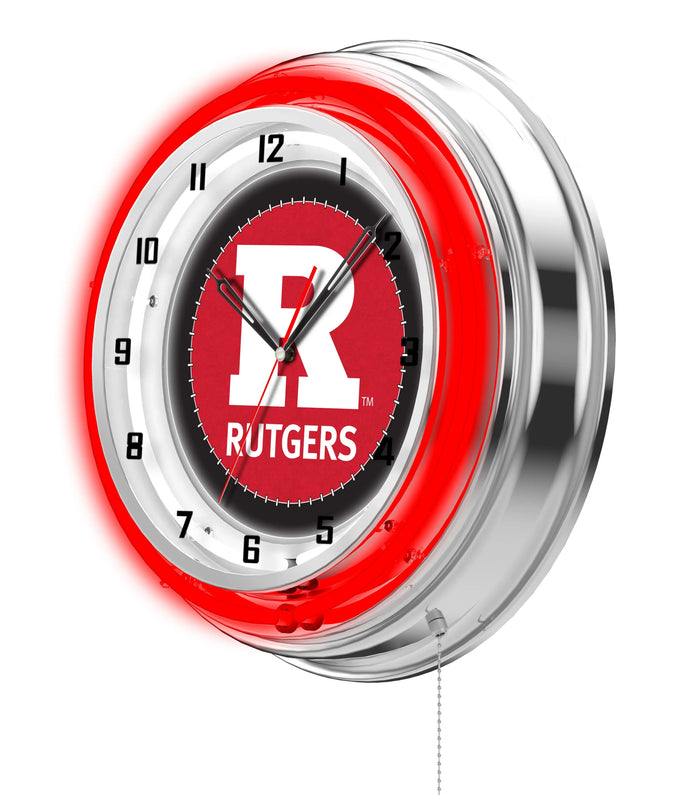 19" Rutgers Scarlet Knights Neon Clock Holland Game Room