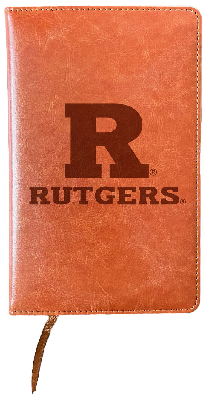 Rutgers Scarlet Knights Engraved 8" x 5" Leather Journal Officially Licensed Collegiate Product  Notebooks