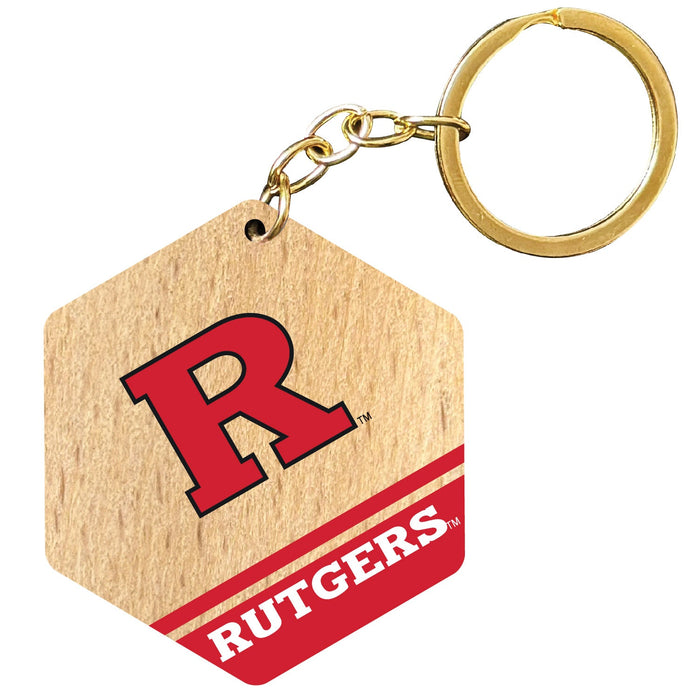Rutgers Scarlet Knights 2" Wooden Hexagon Keychain Officially Licensed Collegiate Product
