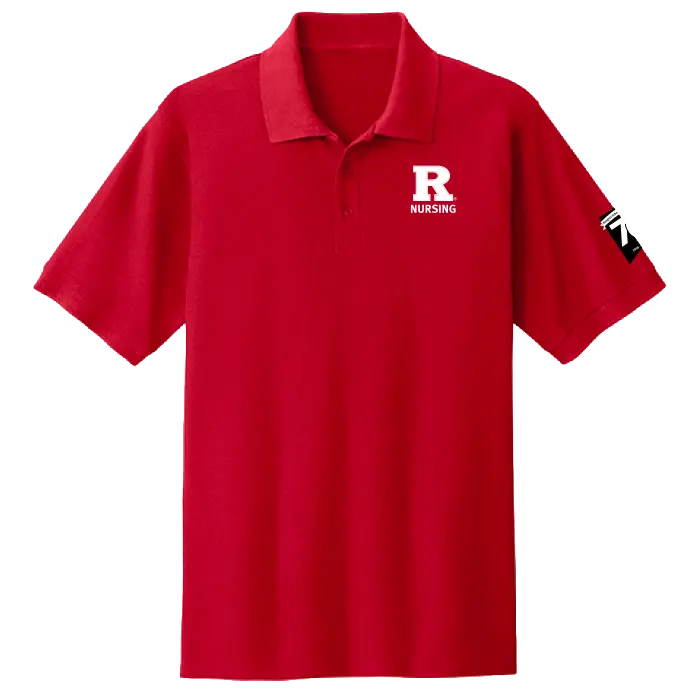 70th Anniversary of Nursing Port & Co Core Blend Pique Polo Rutgers School of Nursing