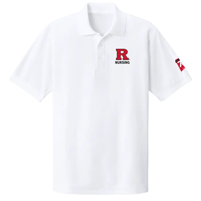 70th Anniversary of Nursing Port & Co Core Blend Pique Polo Rutgers School of Nursing
