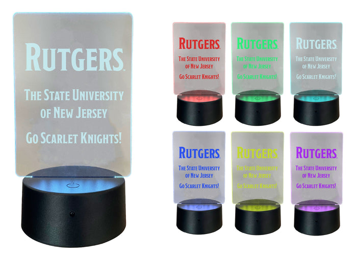 Rutgers Scarlet Knights Acrylic Color Changing LED Night Light with Remote and USB plug in Officially Licensed Collegiate Product