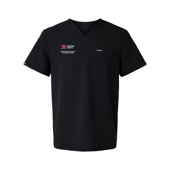 OTD Men's Holmes Everyday 1-Pocket Scrub V-Neck Top Rutgers OTD