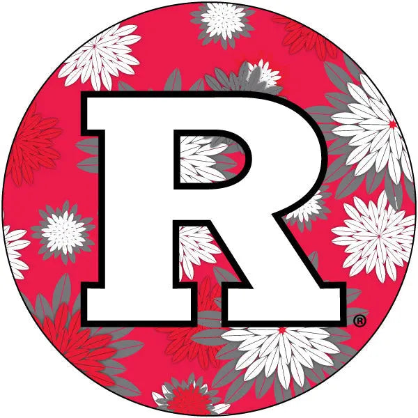 Rutgers Scarlet Knights Floral Design 4-Inch Round Shape NCAA High-Definition Magnet - Versatile Metallic Surface Adornment R & R INC.