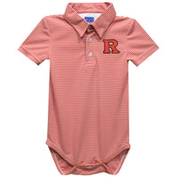 Rutgers State University Scarlet Knights Embroidered Red Cardinal Stripes Stripe Knit Polo Bodysuit