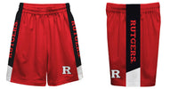 Rutgers Scarlet Knights Vive La Fete Game Day Red Stripes Boys Solid Black Athletic Mesh Short