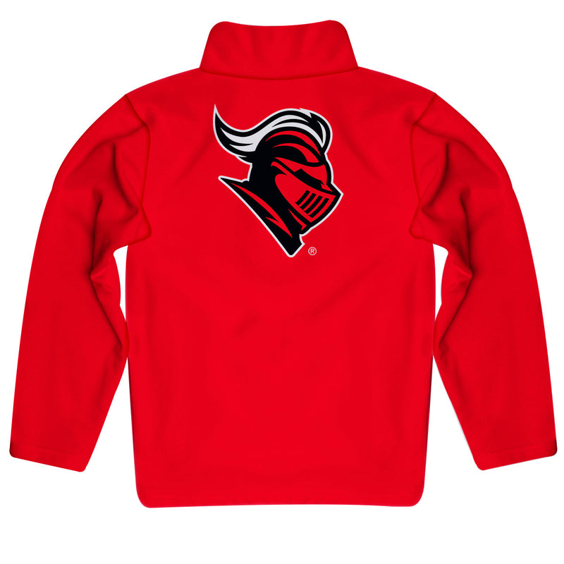 Rutgers State University Scarlet Knights Vive La Fete Game Day Solid Red Quarter Zip Pullover Sleeves