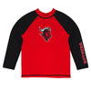 Rutgers State University Scarlet Knights Vive La Fete Logo Red Long Sleeve Raglan Boys Rashguard Vive La Fête - Online Apparel Store