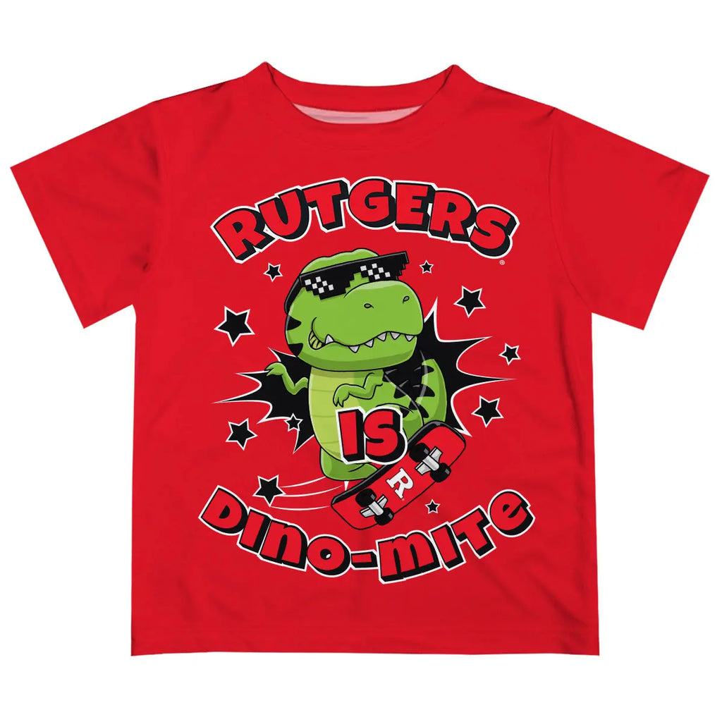 Rutgers State University Scarlet Knights Vive La Fete Dino-Mite Boys Game Day Red Short Sleeve Tee Vive La Fête - Online Apparel Store