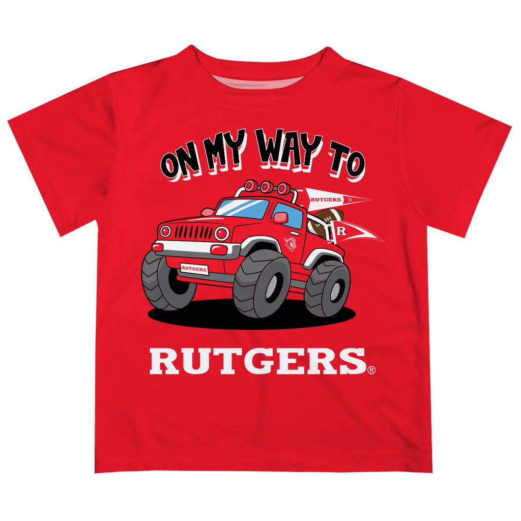 Rutgers State University Scarlet Knights  Vive La Fete Monster Truck Boys Game Day Red Short Sleeve Tee Vive La Fête - Online Apparel Store