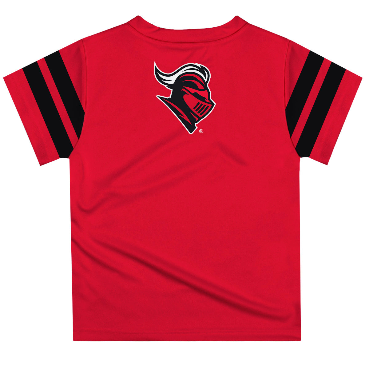 Rutgers State University Scarlet Knights Vive La Fete Boys Game Day Red Short Sleeve Tee with Stripes on Sleeves
