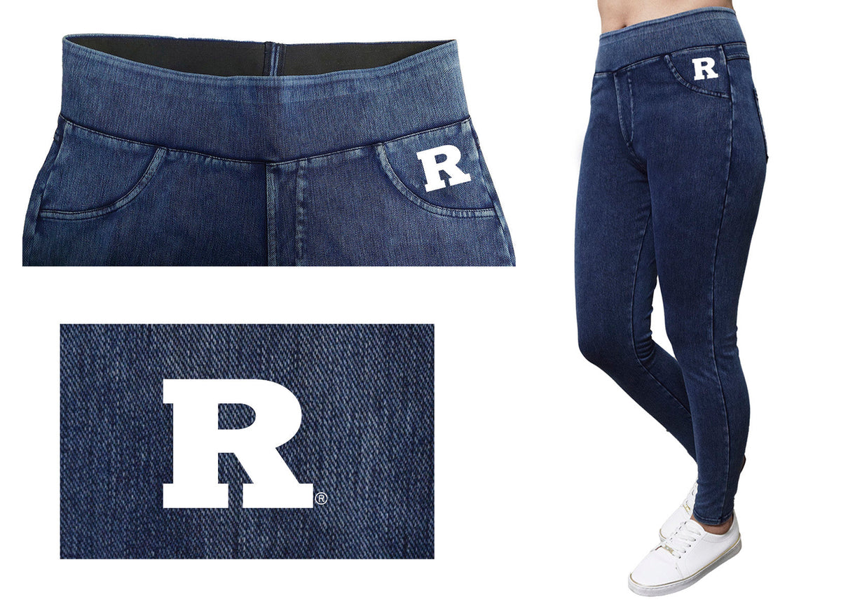 Rutgers State University Scarlet Knights Vive La Fete Game Day Collegiate Logo on Faux Pocket Women Red Jeggings