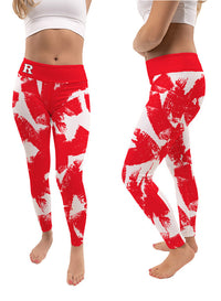 Rutgers State University Scarlet Knights Vive La Fete Paint Brush Logo on Waist Women Red Yoga Leggings