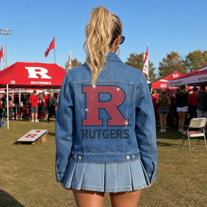 Rutgers University Block R Rutgers Blue Denim Jacket  Denim