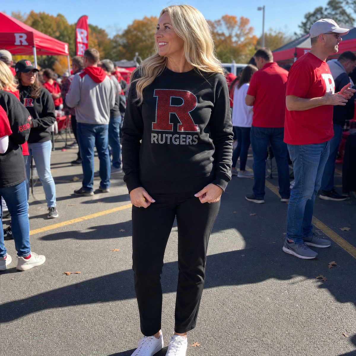 Rutgers University Block R Rutgers Black Crewneck Sweatshirt  Sweatshirt