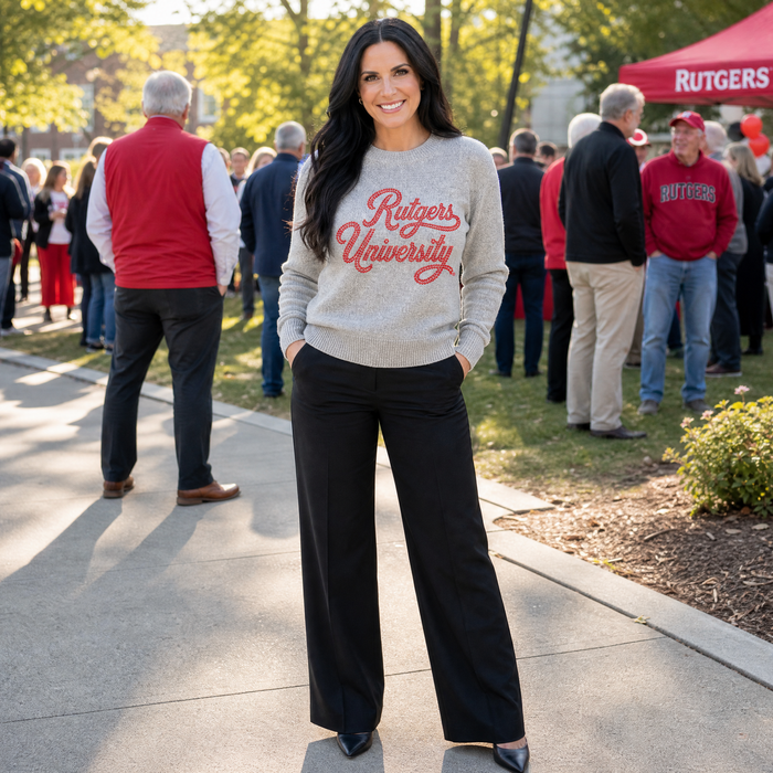 Rutgers University Script Gray Crewneck Sweater  Sweater