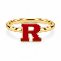 Rutgers Logo Gold and Enamel Stack Ring 