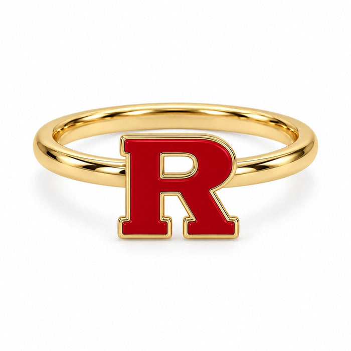 Rutgers Logo Gold and Enamel Stack Ring 